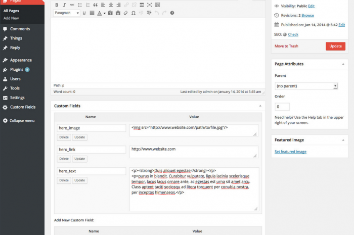 Custom Field Settings on Wordpress Dashboard